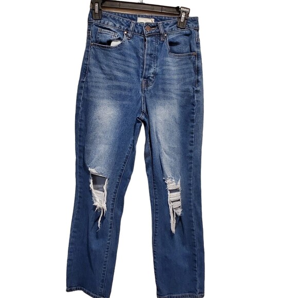 TGLA Women Blue Rips Destressed Jeans 25 - Picture 1 of 11